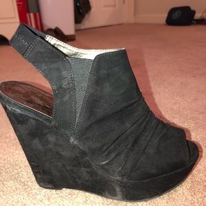 Carlos Black Suede Wedges